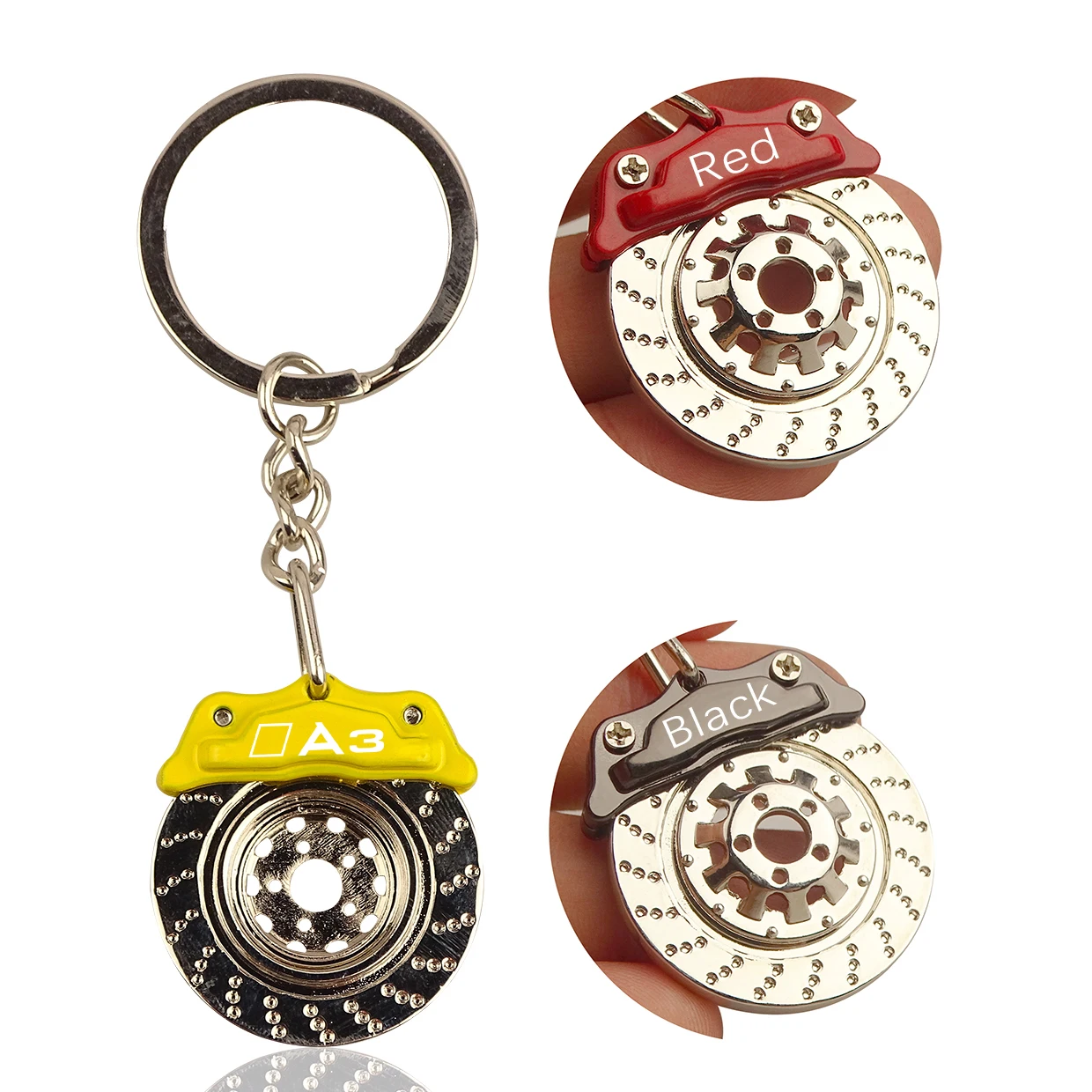 For Audi Sport A1 A3 A4 A5 A6 A7 A8 Q2 Q3 Q5 Q7 Q8 TTRS Brake calipers keychain Metal Auto Parts Disc Hub Calipers Key Ring