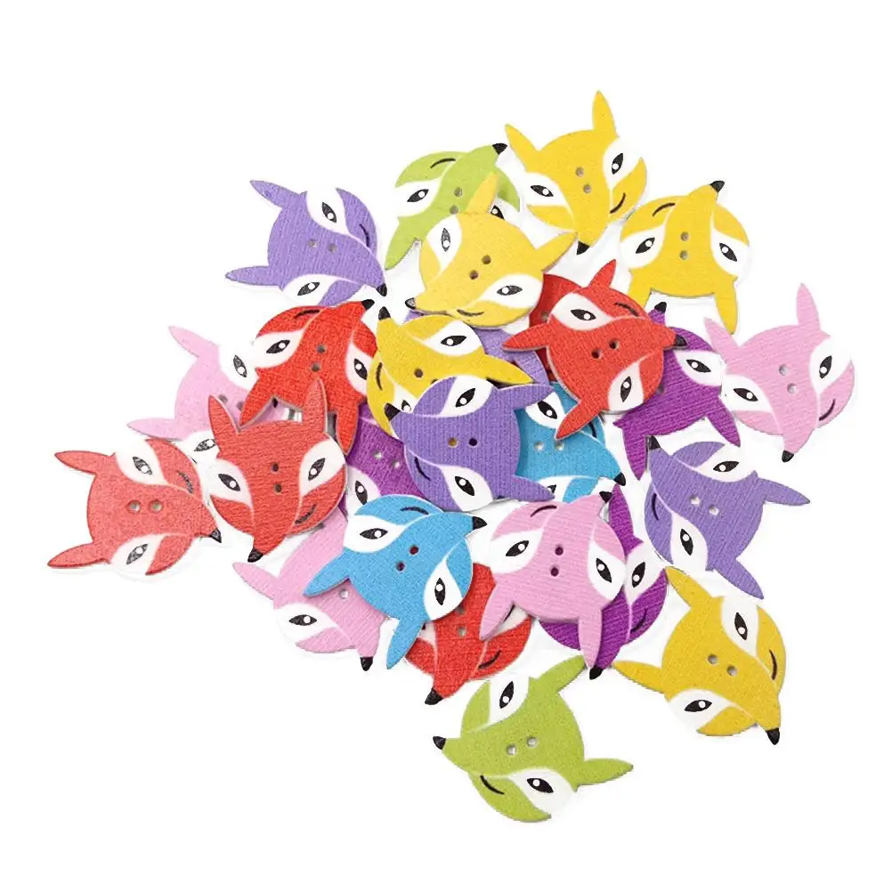 

50 Pcs Wooden Buttons Hole Decorative Clothes Painting Diy Colorful Animal Craft Fashionable Unique Design Style