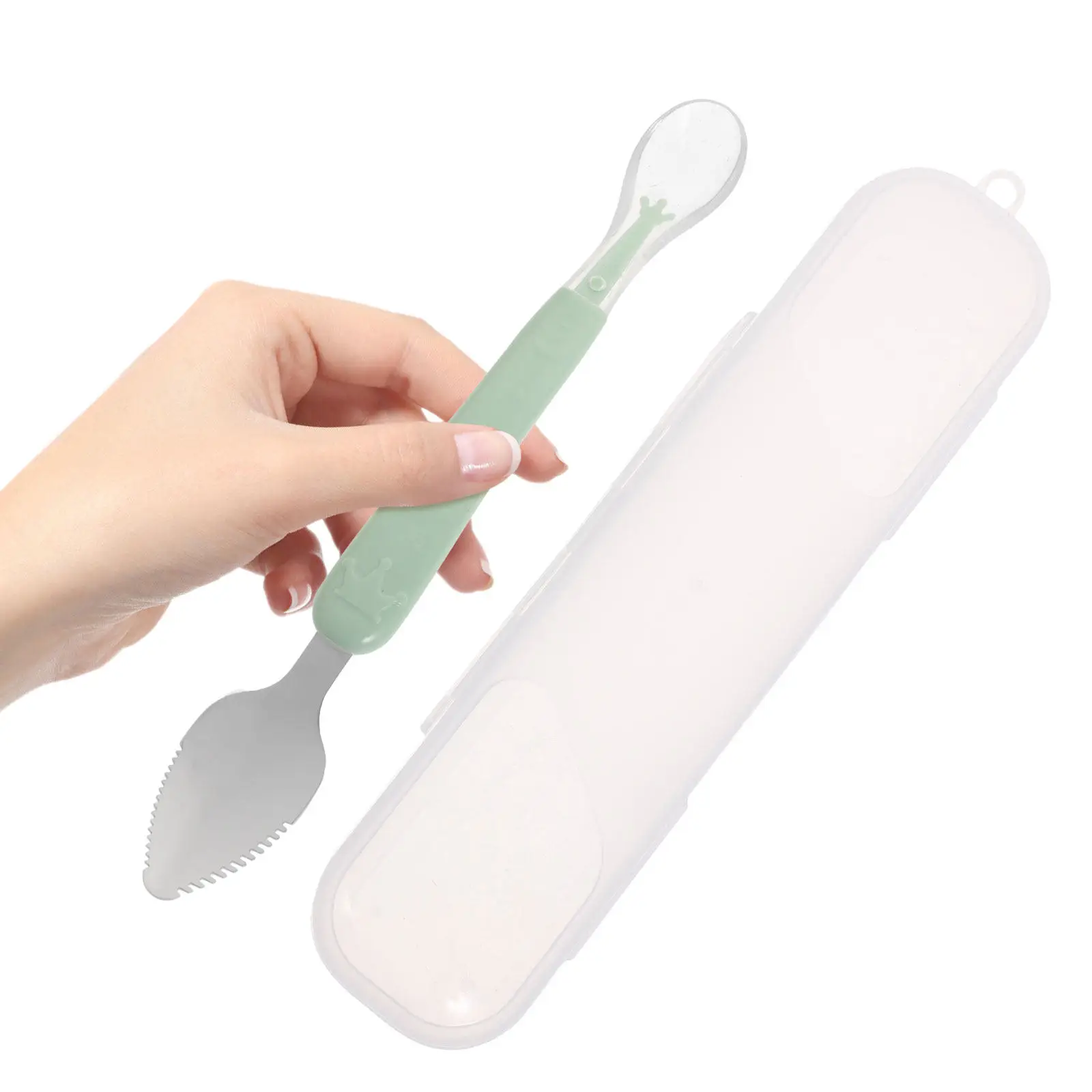 

Baby Fruit Spoon Infant Feeding Durable Scraping Spatula Mud Serrated Tool For Baby Food Puree Citrus Dessert Spoon
