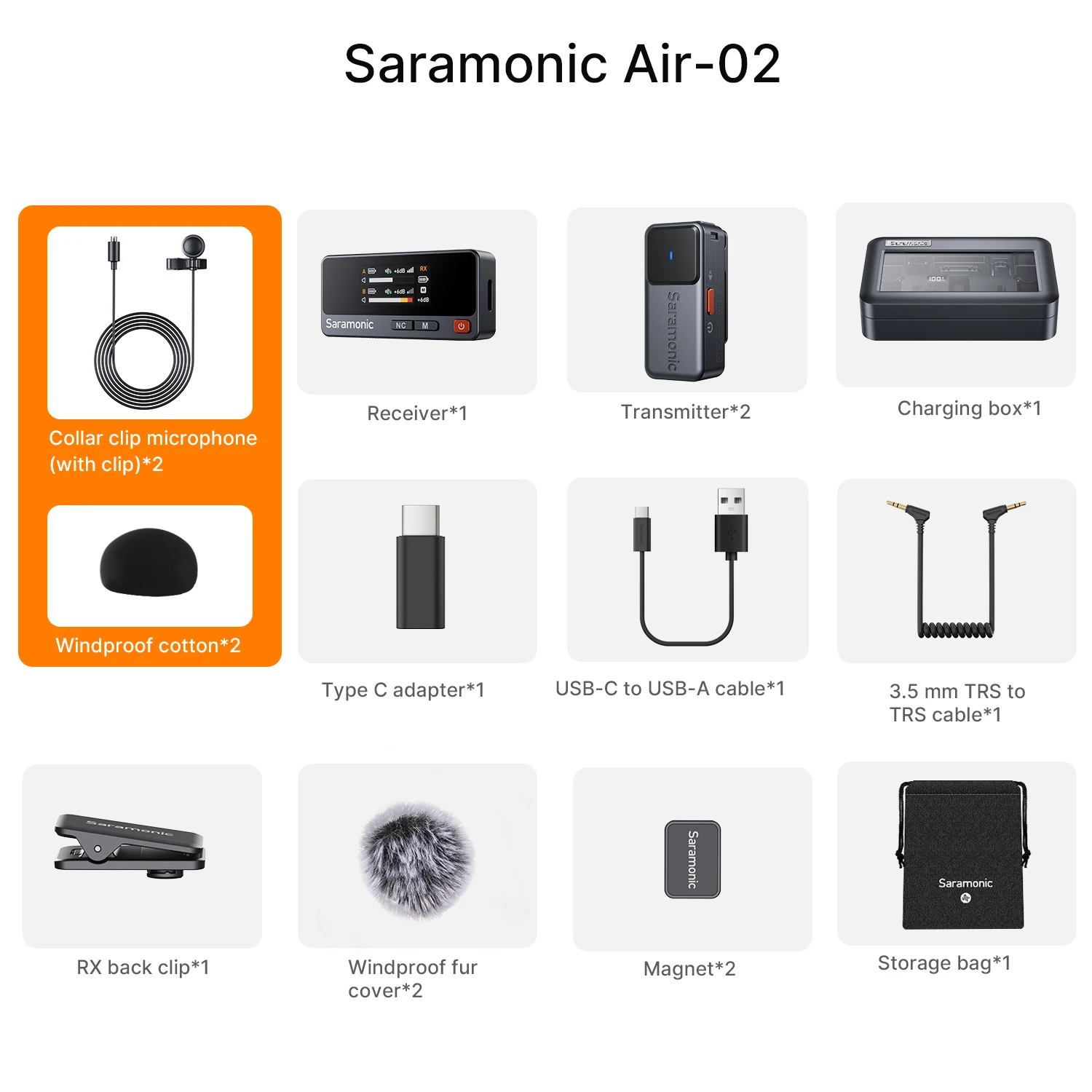 Saramonic Air Wireless Lavalier Microfoon Ruisonderdrukkende Reversmicrofoon voor iPhone 15/16 Android Smartphone Camera Vlog Youtube
