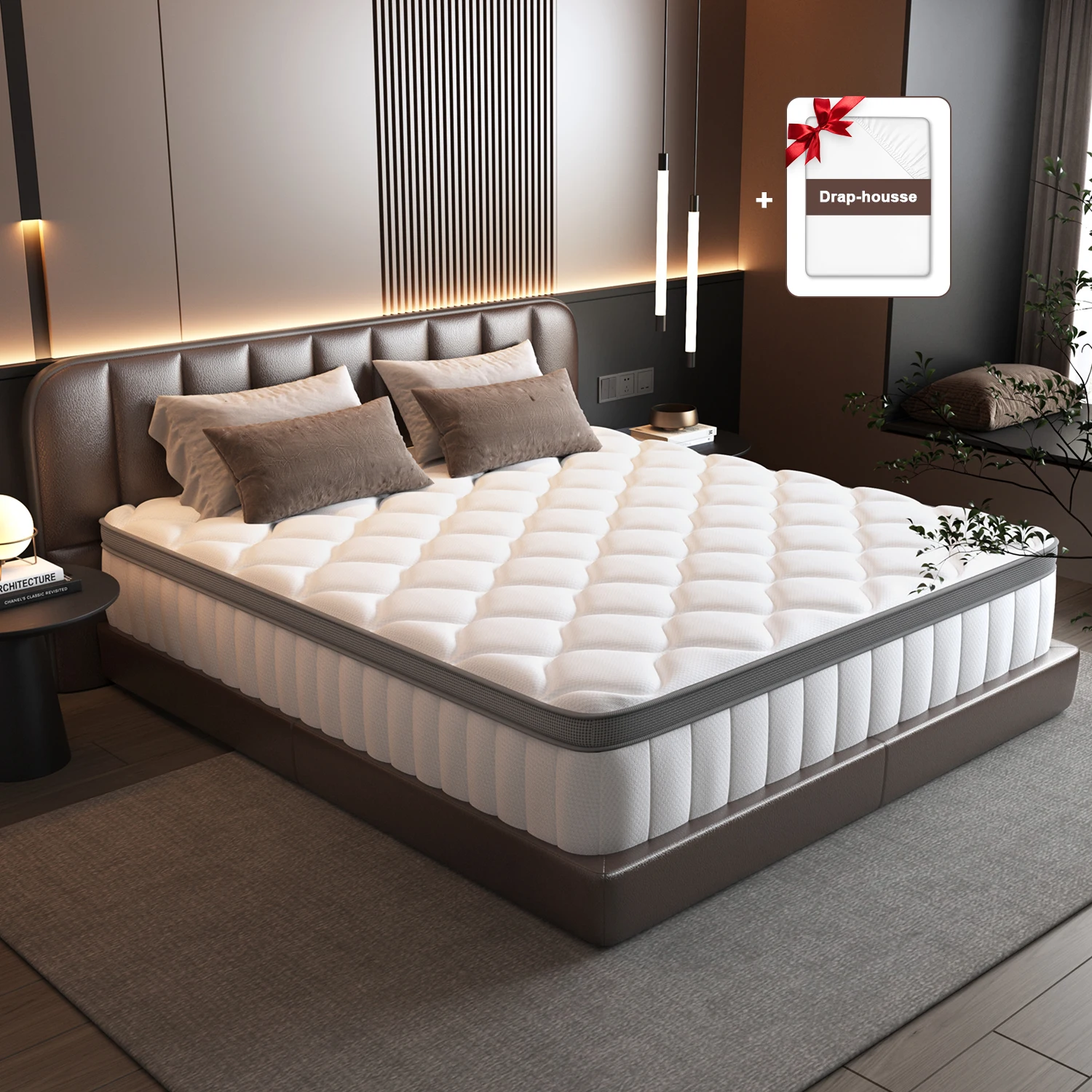 Daccormax Matelas 25cm (Multi-Tailles) à Ressorts Ensachés,Support Ergonomique 7 Zones pour la Protection de la Colonne Vertébrale, Drap Housse Offert