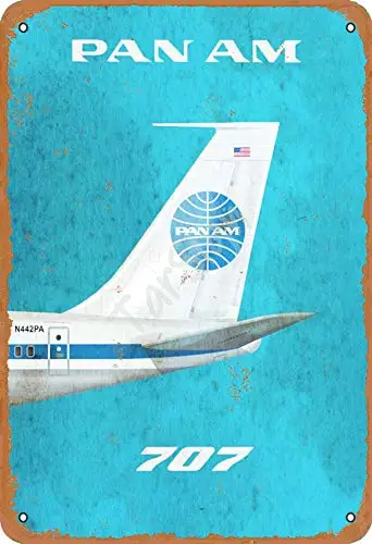 TarSign Pan Am 707 Vintage Tin Sign Logo 12 8 inches Advertising Eye-Catching Wall Decoration