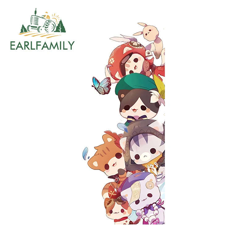 

EARLFAMILY 13cm × 5.3cm Genshin Impact Neko Car Stickers Adorable Cartoon Peeker Design Decals Delicate Waterproof Car Gadget