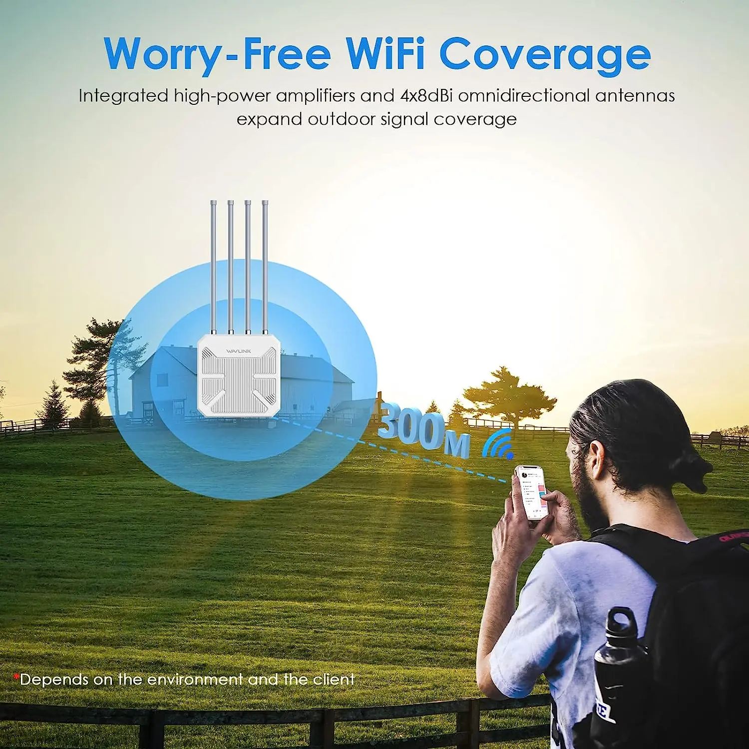 Powerful Wifi 6 Wireless Outdoor Access Point 300M Long Range PoE Mesh Waterproof IP67 Wavlink AX1800