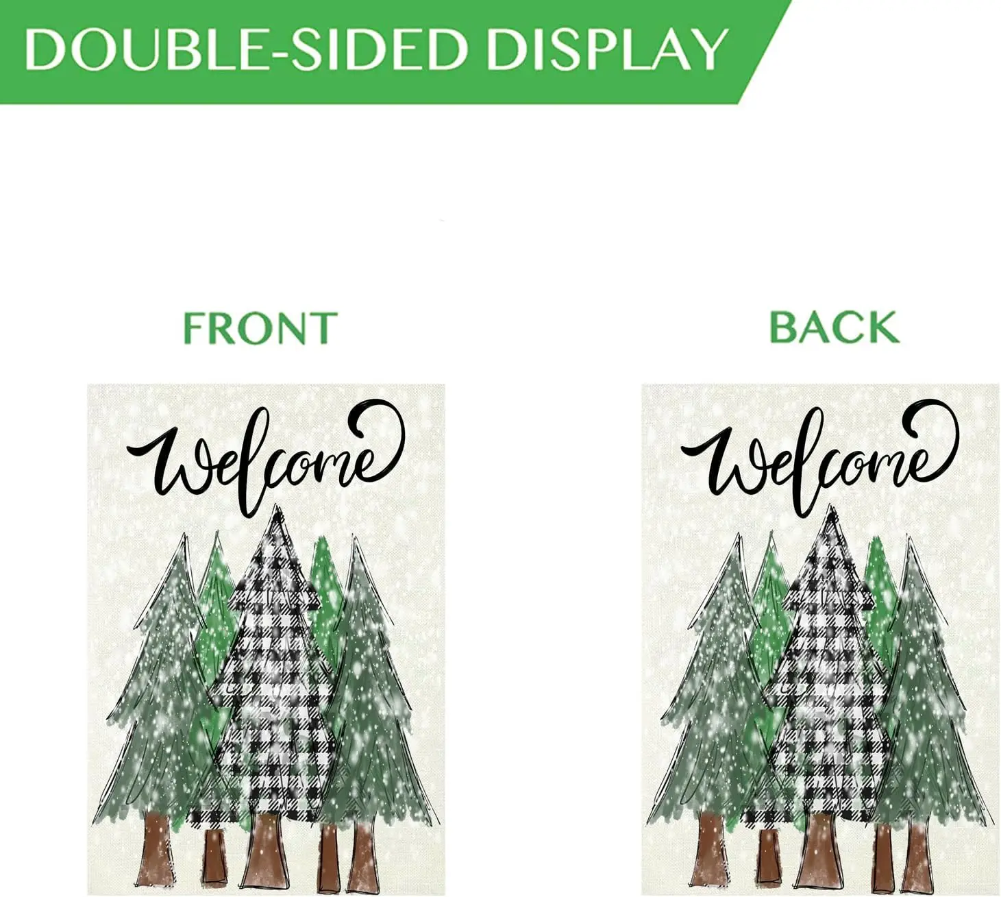 Welcome Garden-Flag for Winter Outdoor Double Sided Snow-Pines Christmas Burlap Yard Flag(ONLY FLAG,12x18 Inch) KKL AAL HHM  yyi