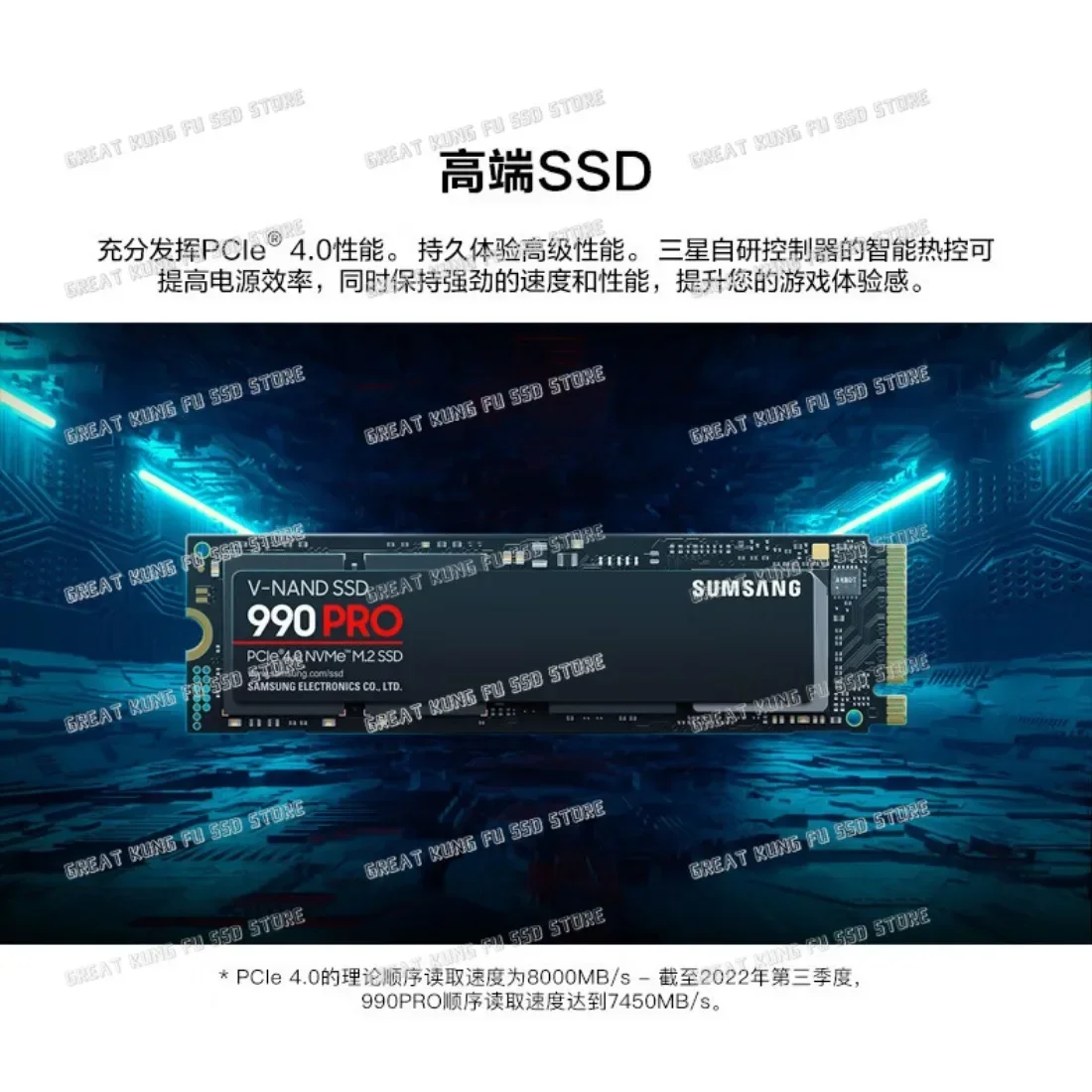 Imagem -04 - Ssd Interno com Dissipador de Calor para Laptop pc Ps5 990 Pro 1tb 2tb 4tb Pcie Gen 4.0x4 Solid State Drive Nvme 2.0 M.2 2280 Novo 2024