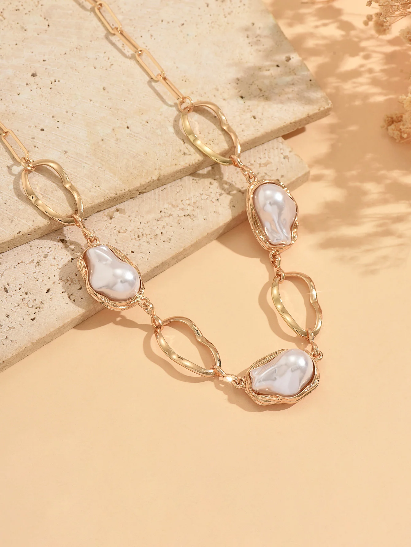 Barocke Kunstperlen-Choker-Halskette Vintage Gold Lange Y-förmige Lariat-Halskette Unregelmäßige Verstellbare Statement-Modeschmuck für Frauen – Detail 11