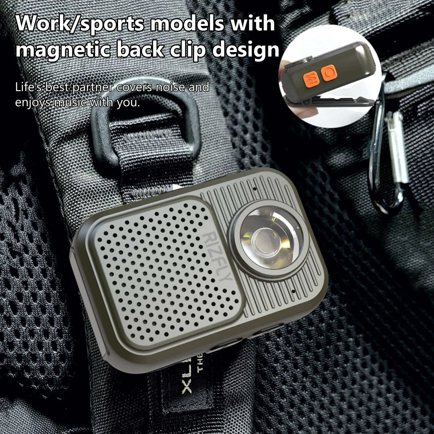 Mini Portable Bluetooth Speaker with LED Light,Hands-Free Call,Magnetic Clip,IPX6 Waterproof,Support TF Card for Outdoor Sports