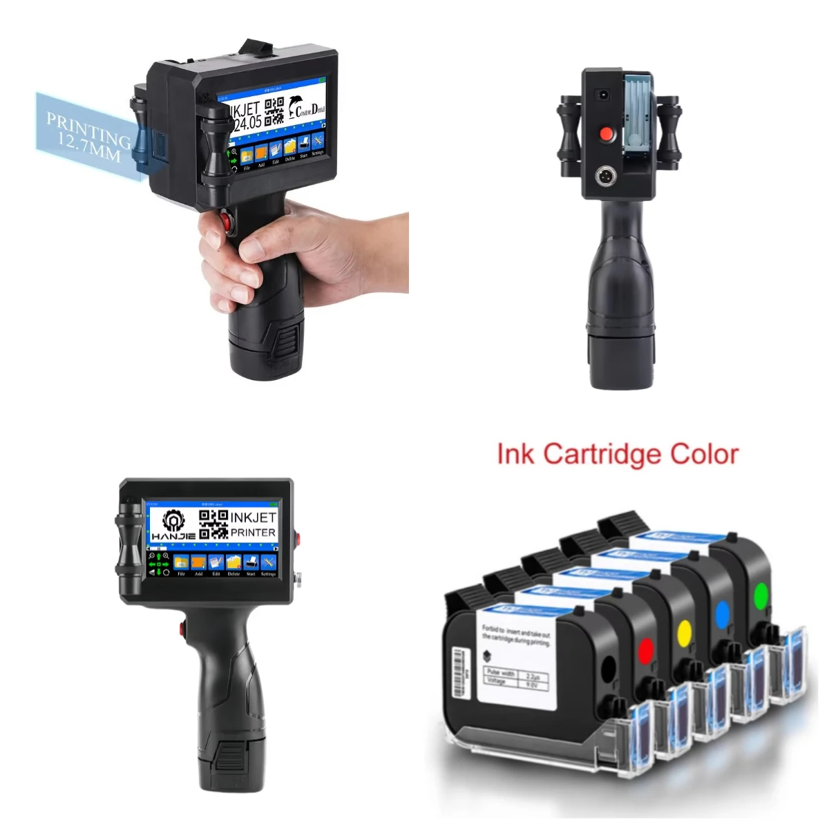 

New Hot Sale Handheld Inkjet Printer Thermal Portable 25.4mm Handheld Inkjet Printer for Image Logo Date on PVC Metal Wood