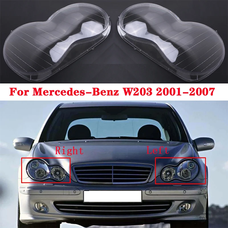 Headlight Clear Lens Lampshade Cover Fit For Mercedes Benz C-Class Sedan 2001-2007 W203 Headlamp Shell Lenses Car Accessories