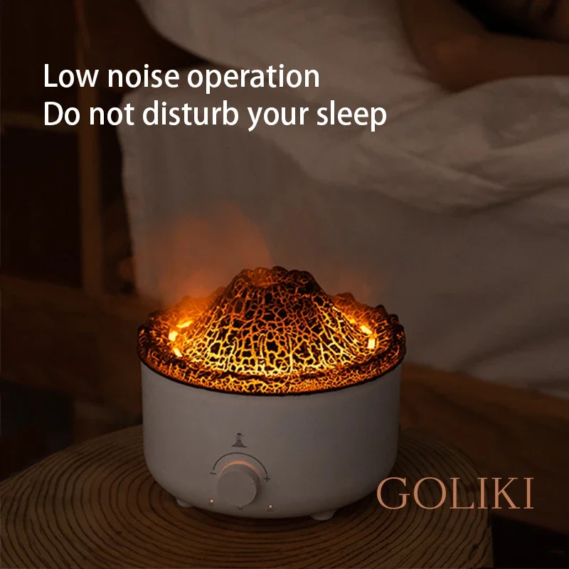 Humidificador de 560ML con Control remoto, difusores de aceite esencial, difusor ultrasónico de llama de volcán con pulverizador en forma de Medusa, fabricante de niebla