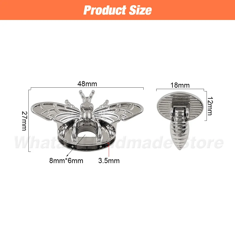 1P Metal Bee Shape Retro Clasp Hardware Turn Lock Fashion Bag for LeatherCraft Bag Handbag Purse DIY Accessories