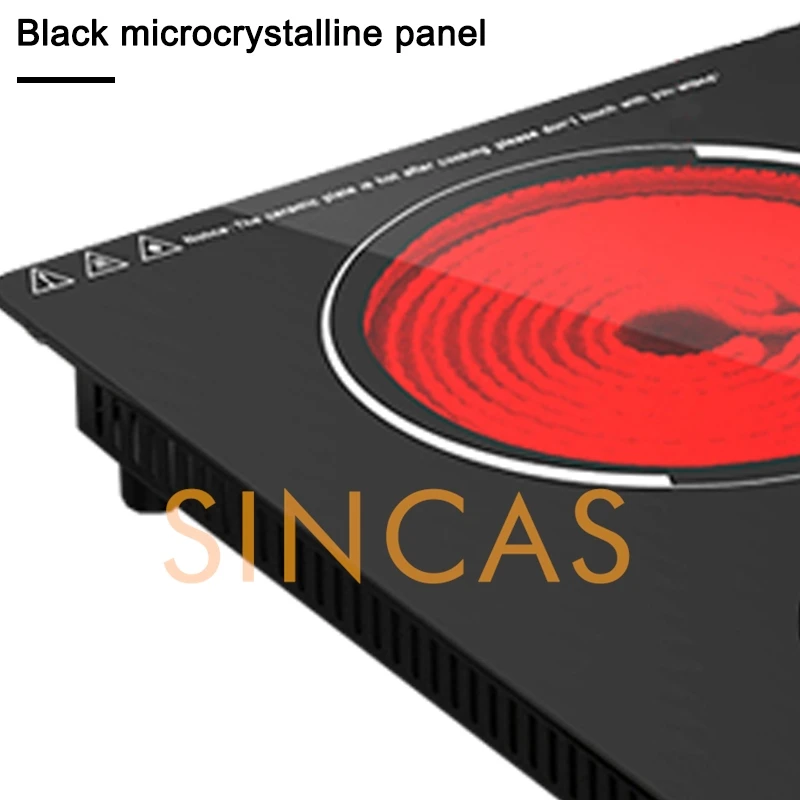 Fornello a induzione verticale a doppia testa 220V/110VEFornello elettrico in ceramica incorporato Fornello commerciale a piastra completa Forno a onde luminose