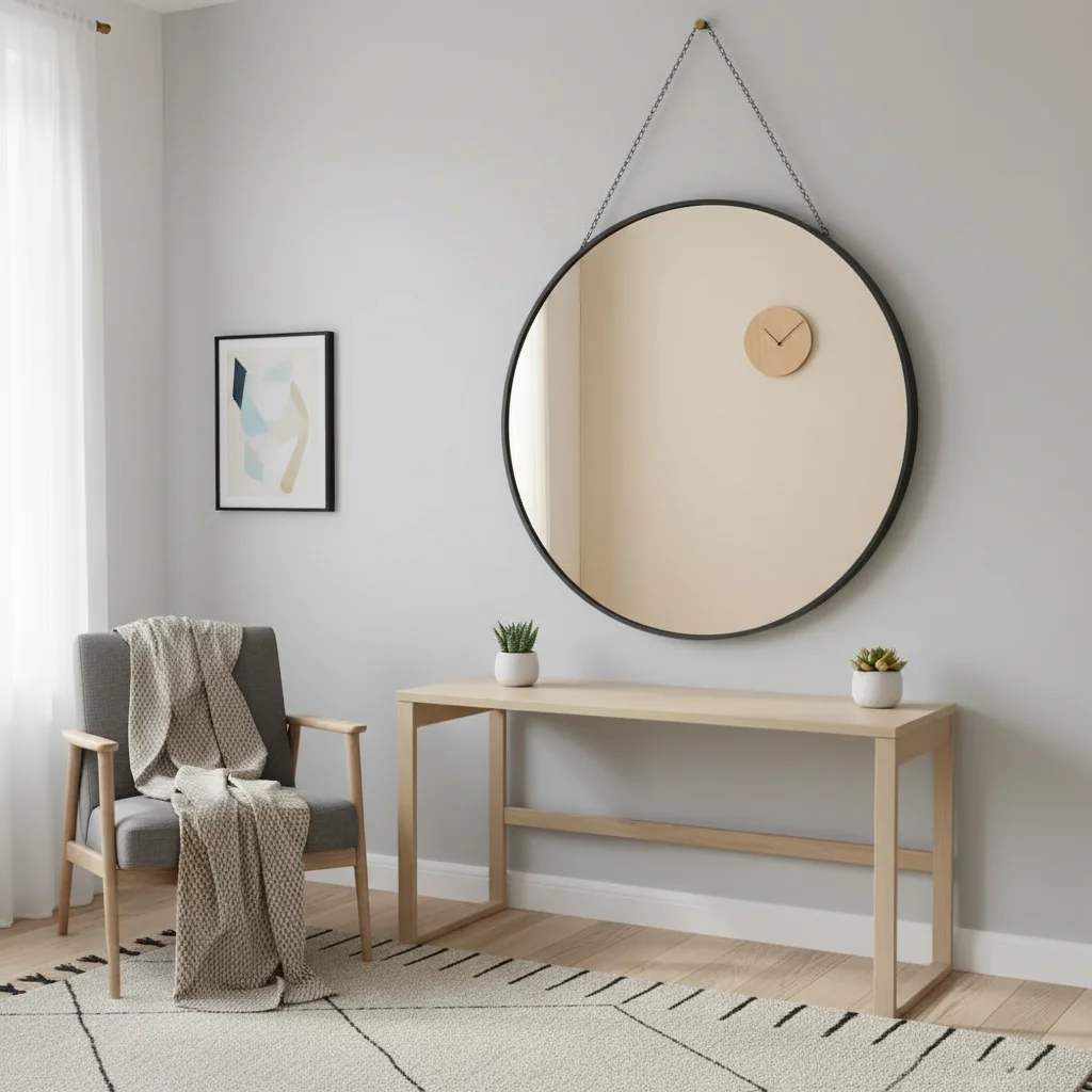 مرآة حائط مستديرة سوداء مقاس 20 بوصة لديكور المنزل الحديث، مثالية لغرفة المعيشة أو غرفة النوم أو الحمام