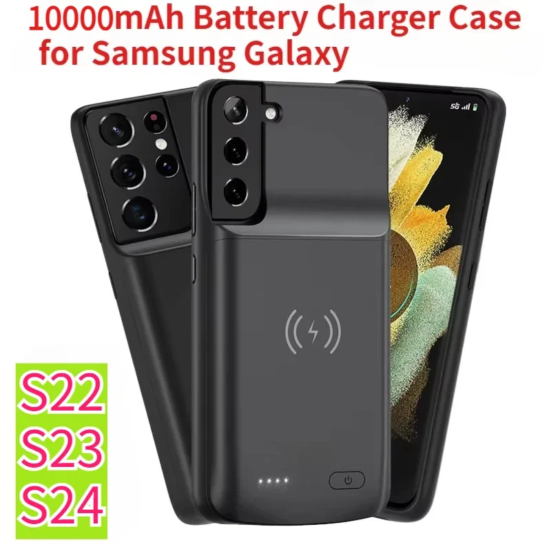 

10000mAh Battery Charger Case for Samsung Galaxy S22 S23 S24 Ultra Wireless Charging for S23 S24 Plus PowerBank External Battery