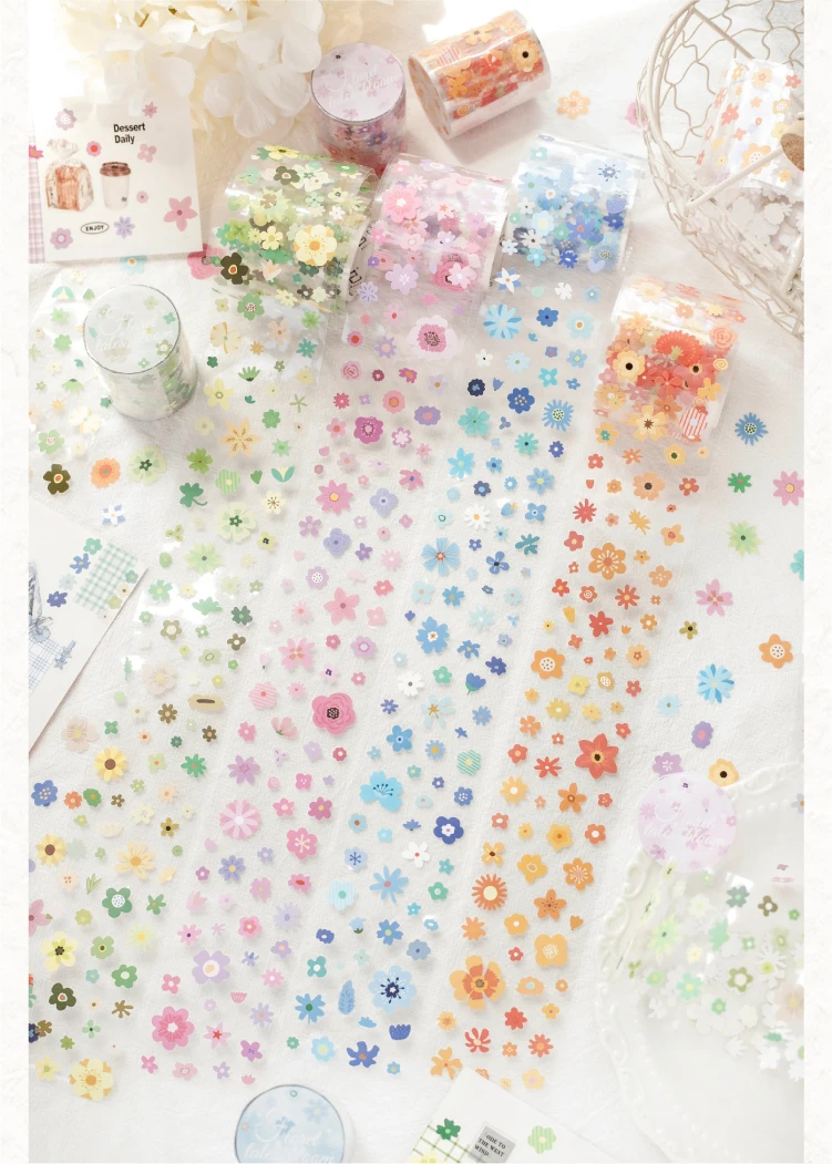 Journal GO 5cmx2m Kleine Blumenmuster-Klebebandaufkleber für Collage Junk Journal Scrapbooking Dekoration Winzige Blumenaufkleber – Detail 14