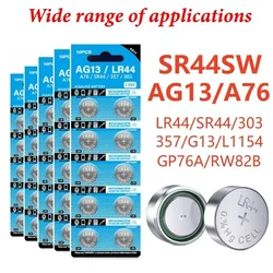 AG13 LR44 A76 357 357A LR1154 SR1154 SR44 1.55V Alkaline Battery for Watch Calculator Car Key Remote Clock Button Coin Cell