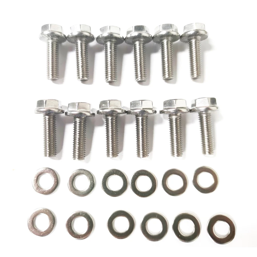 12pcs M8 x 25mm Car Exhaust Manifold Bolts Stainless Steel For Chevy GM V8 LS1 LS2 LS3 LS6 LSX