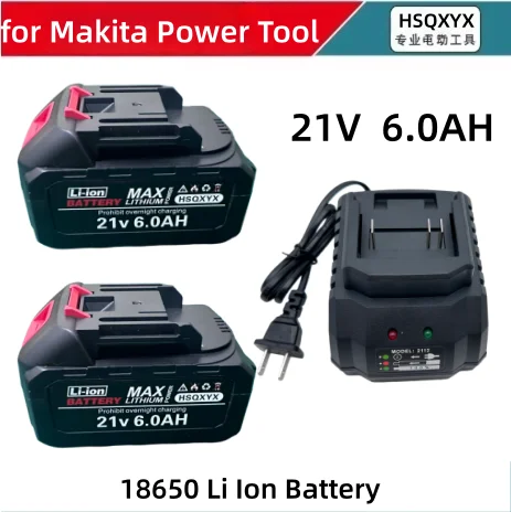 

21В 6Ач высокомощный долговечный литиевый аккумулятор, подходит для электроинструментов серии Makita 21В, высоковольтных водяных пистолетов.