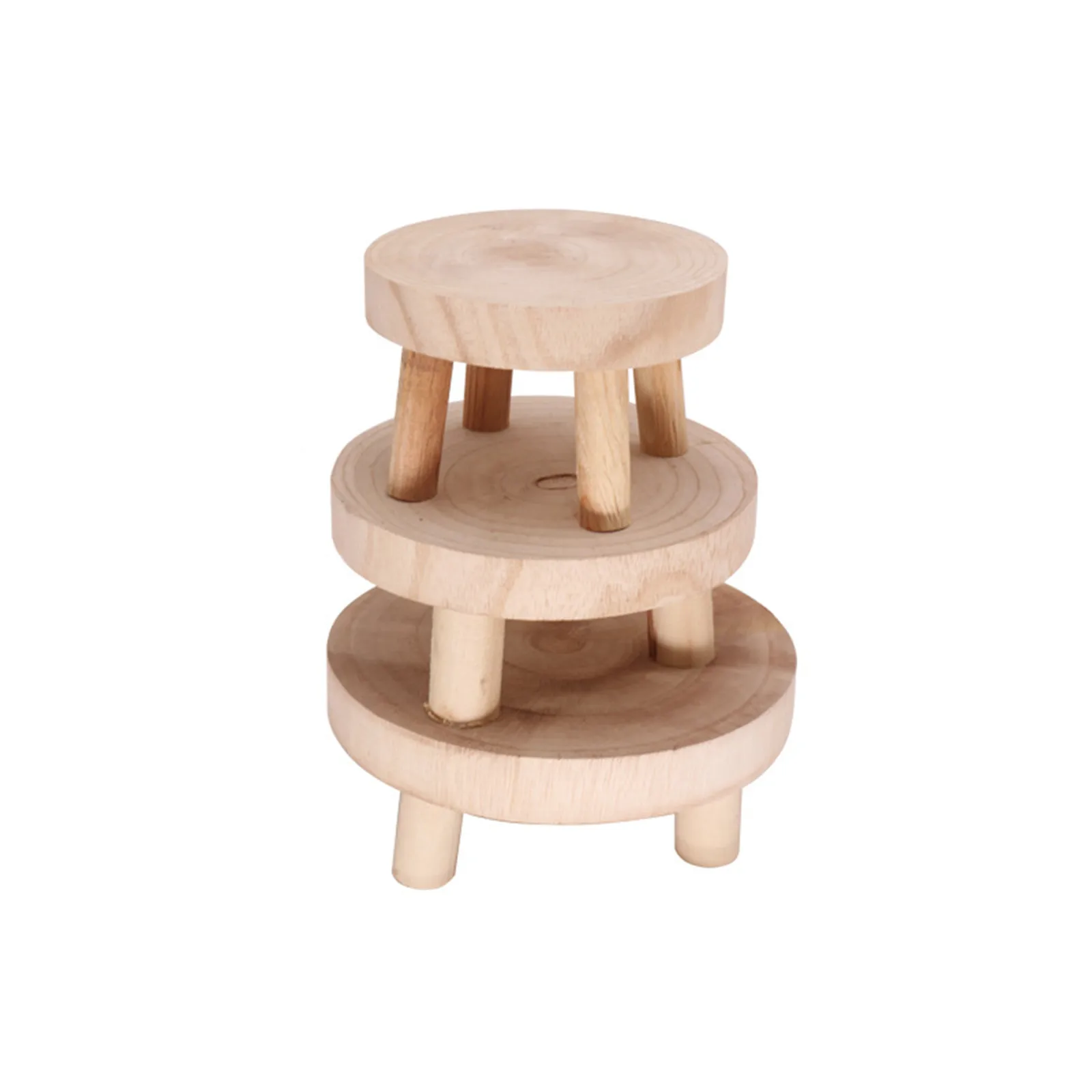 Wooden Plant Stand Flower Pot Base Holder Stool High Stool Balcony Succulent Round Flower Shelf For Indoor Outdoor Plant Stand