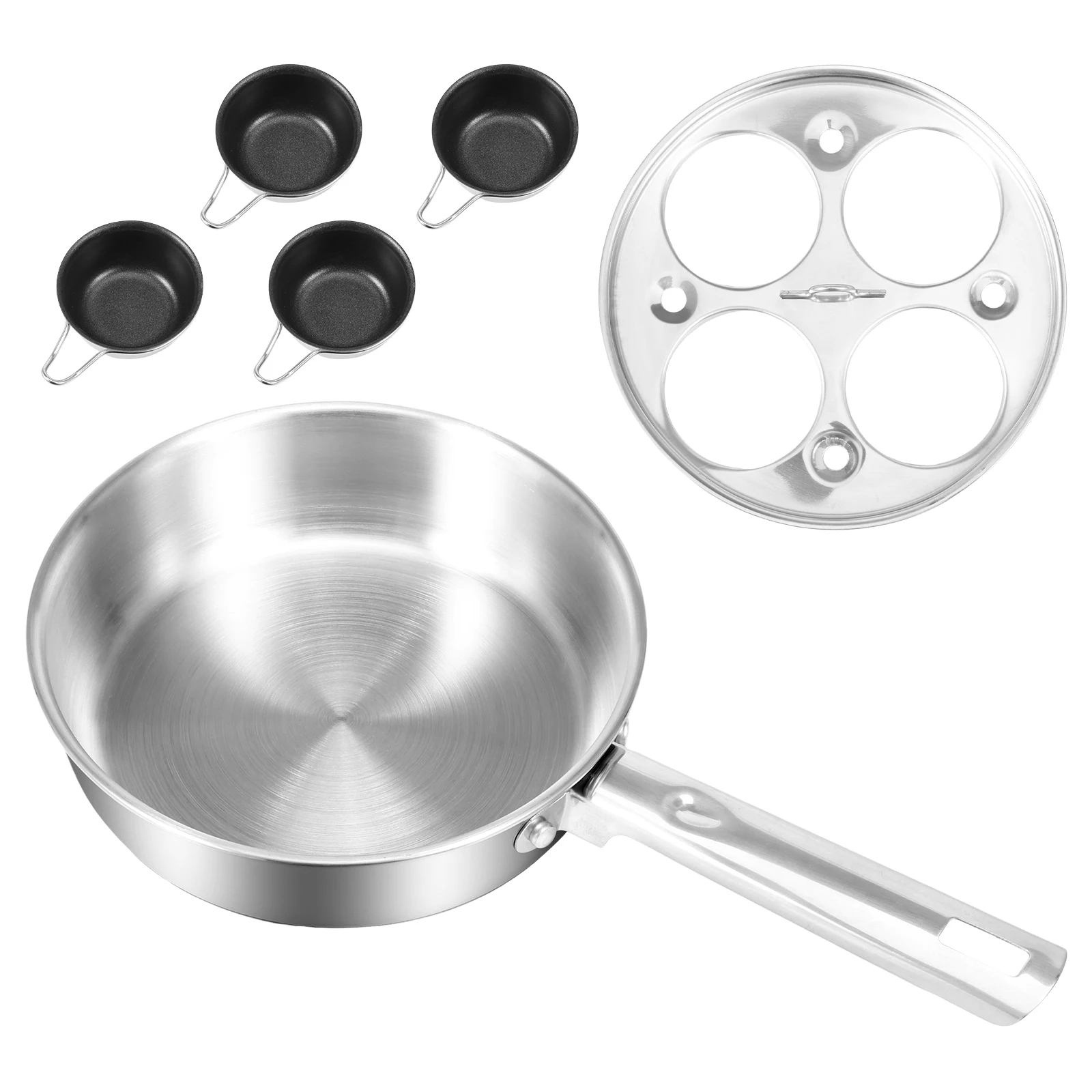 

Egg Poacher 304 Stainless Steel Poached Egg Maker Pot with 4 Cups Multipurpose Stove top Poacher Pot for Kitchen Home for Egg