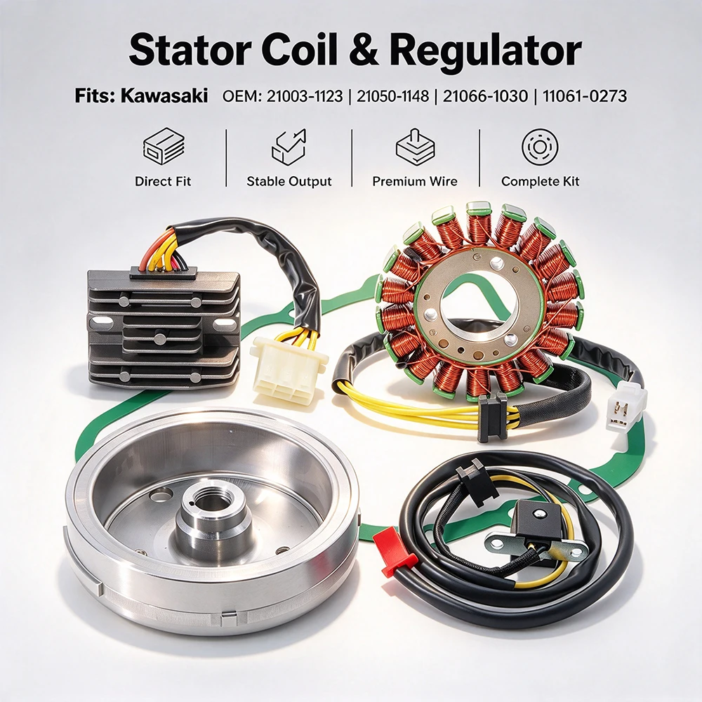 Stator Coil & Regulator Rectifier For Kawasaki KLE400 1991-1994 KLE500 1991-2007 OEM:21003-1123 21050-1148 21066-1030 11061-0273
