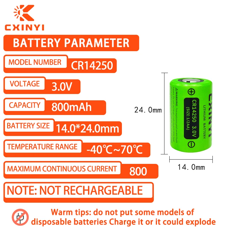 CXINYI CR14250 Non Rechargeable Smart Toilet Sensor for Toilet Seat PLC Servo Control Cabinet 3V Lithium Battery 1/2AA