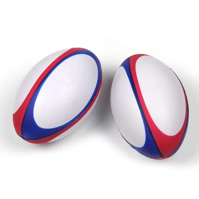 2026 Wholesale PU Foam  Rainbow Color Printing Rugby Toys Stress Ball for Promotionpromote sales