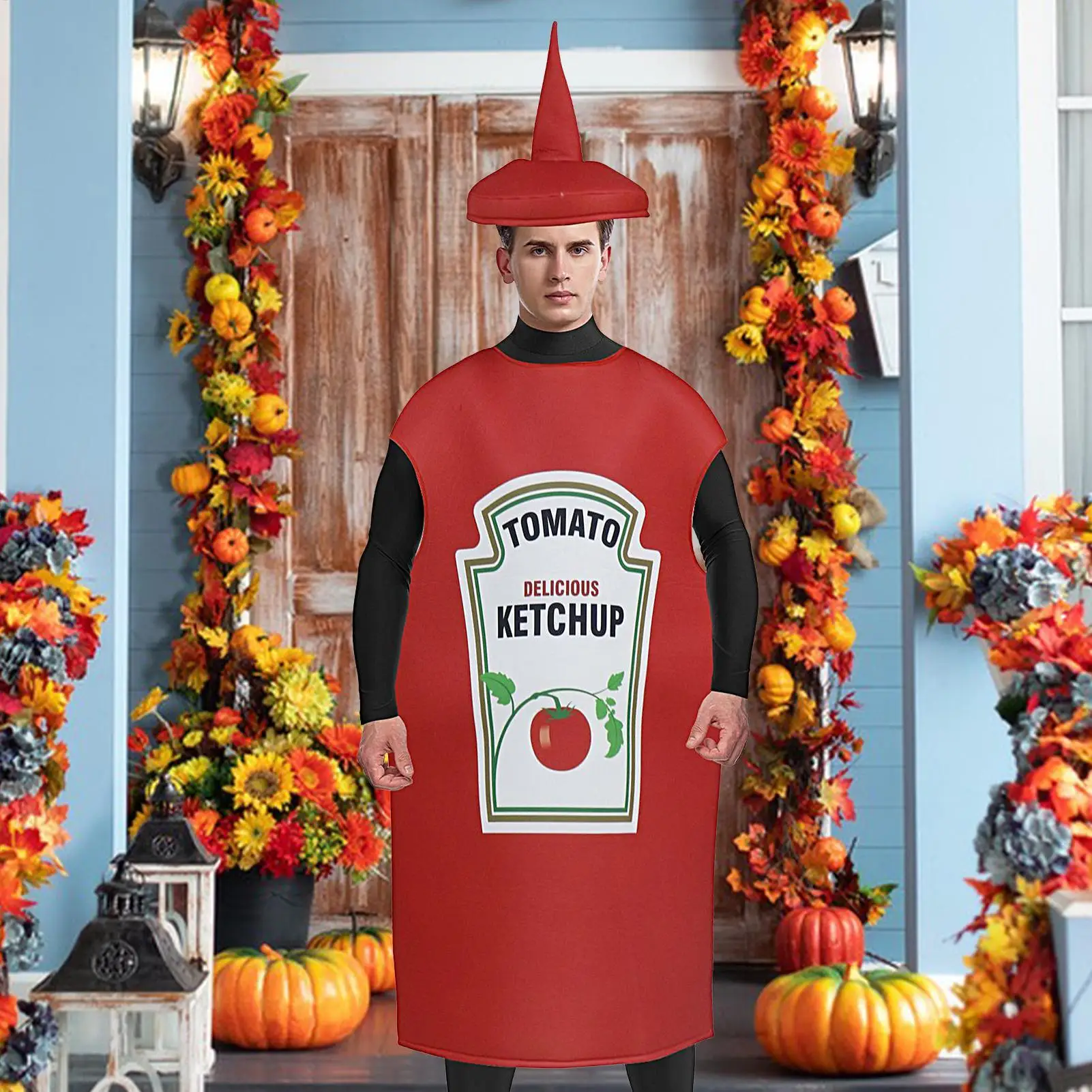 Senf-Cosplay-Kostüm, Ketchup-Cosplay-Halloween-Kostüm für Erwachsene, Unisex, Rollenspiel, Verkleidung, Kleidung, Requisiten, Neuheitskleidung