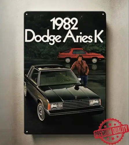 Aries K 1982 Auto-Metallposter – Sammlerblechschild, Größe: 8 x 12 Zoll, Aluminium