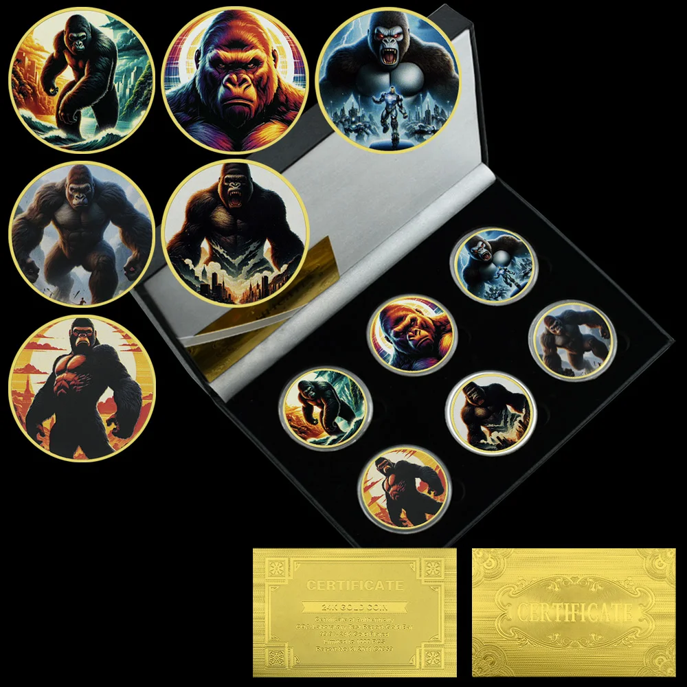 

King Kong Commemorative Coin Gold Plated Sided Gorilla Design Souvenir Ideal for Movie Fans Display Gifts and Coin Collections