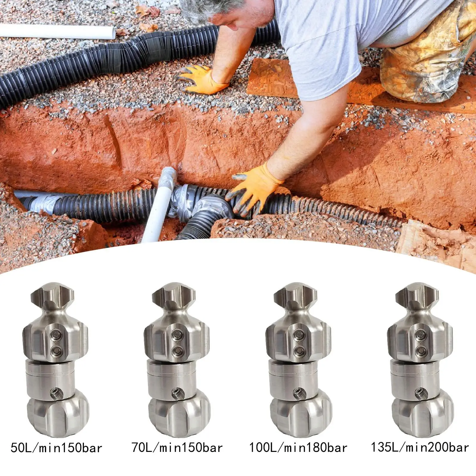 Sewer Jetter Nozzle Quick Connect High Pressure Nozzle Sprayer for Cleaning Drainage Hose System