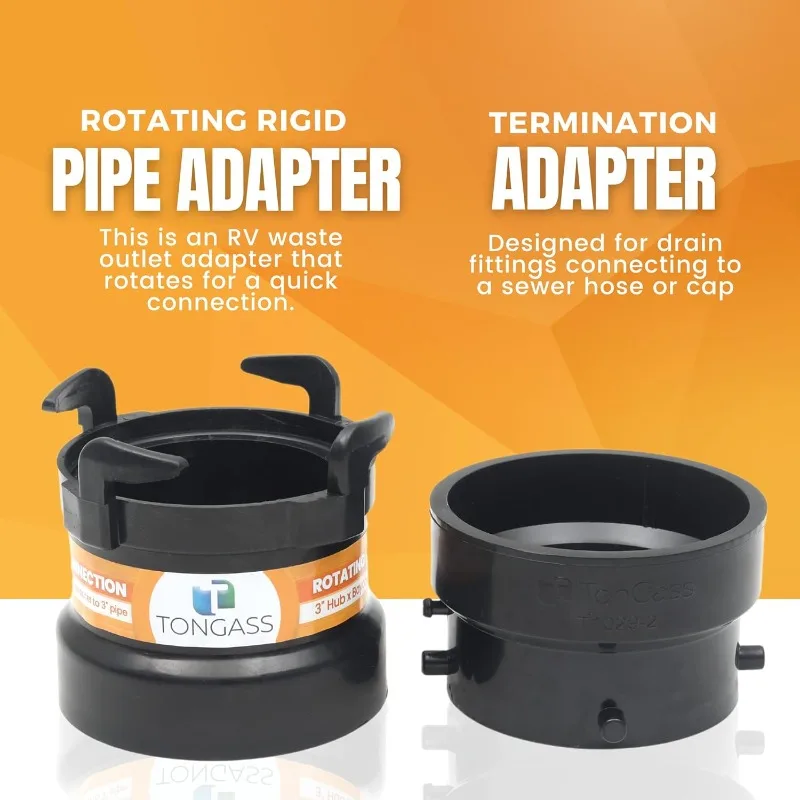 RV Sewer Connection Pro Kit, 3" Bayonet to PVC Adapter with Thread Seal Tape, Complete Waste Management Solution