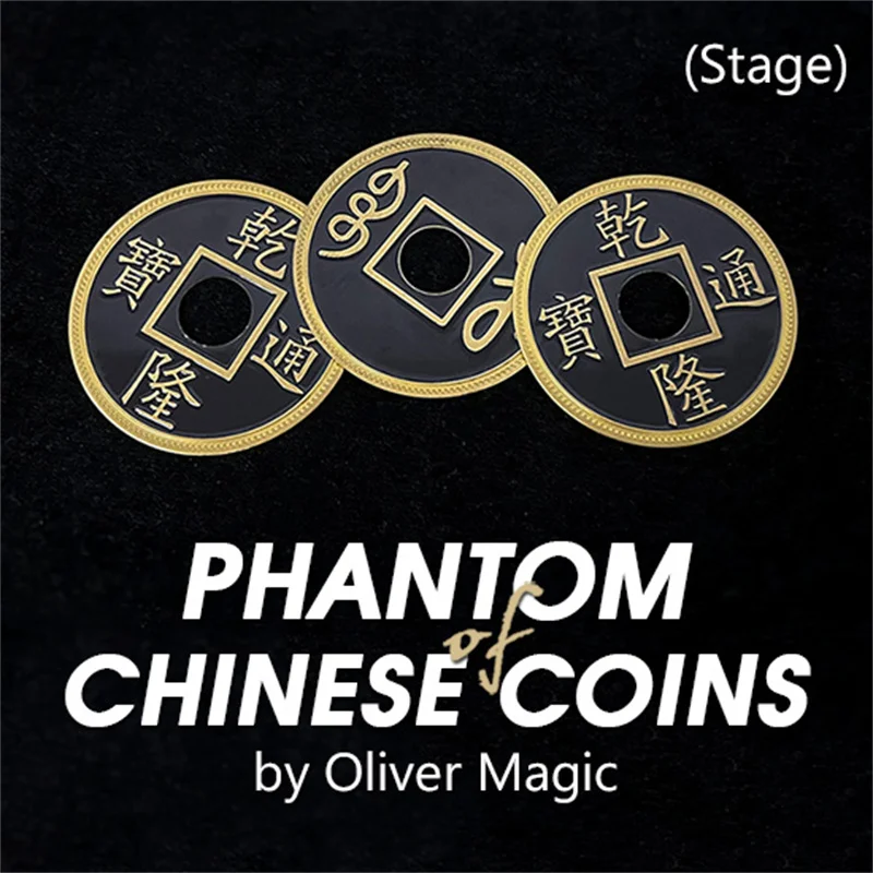 Fantasma de monedas chinas (Escenario) de Oliver Tricks Magic, moneda Parlar de 55MM, Magia, mago, primer plano, ilusiones callejeras, accesorios de Gimmicks