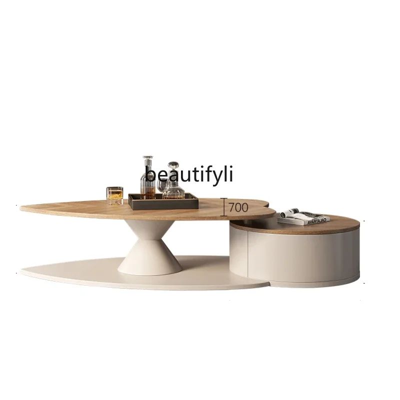 

SS new style New Coffee Table Living Room Home Light Luxury Modern Walnut Solid Wood High-Grade Designer Leaves Tea Table