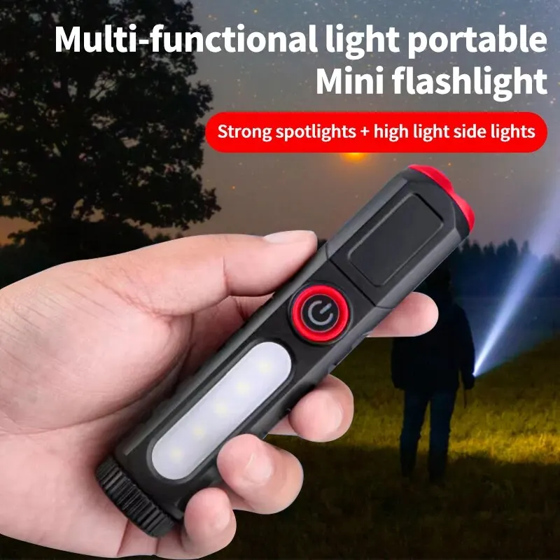 LED Flashlight Magnetic Design Camping Light Emergency Lights Pocket Flashlights Type-C Fishing Running Lights