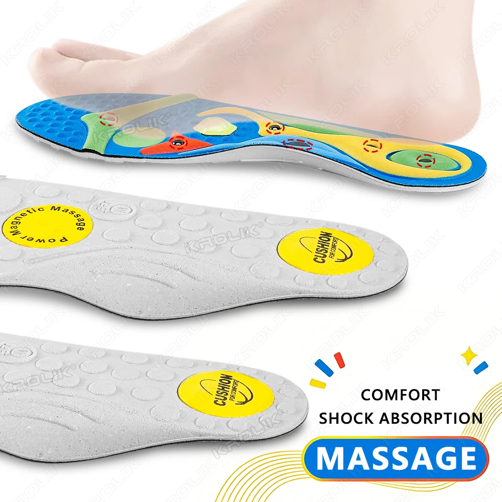 

Dual Shock Absorption Magnetic Massage Insoles for Feet Breathable Cushioning for Shoes Relieves Heel Forefoot Pain
