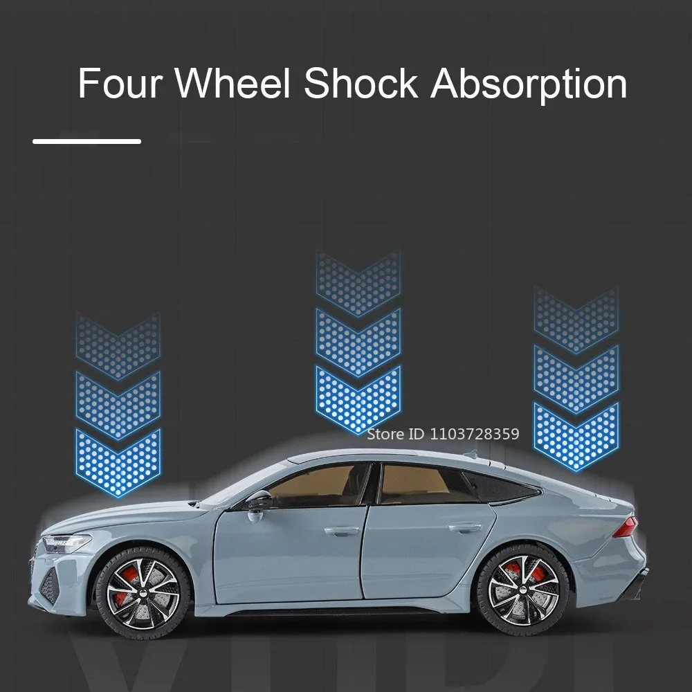 1:24 RS7 R8 V10 PLUS Miniaturowe modele samochodów Zabawki Odlewane ciśnieniowo Drzwi otwierane z dźwiękiem Absorpcja wstrząsów dla dzieci Prezenty