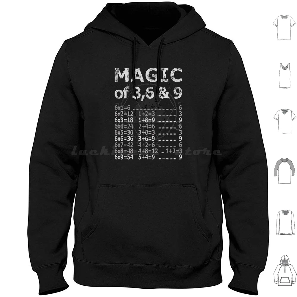 Magic Of 3 , 6 & 9-Var 2 Hoodie Cotton Long Sleeve 369 Key 369 Numbers Tesla Key Vertox Math Magic Numbers 369 Magic Behind