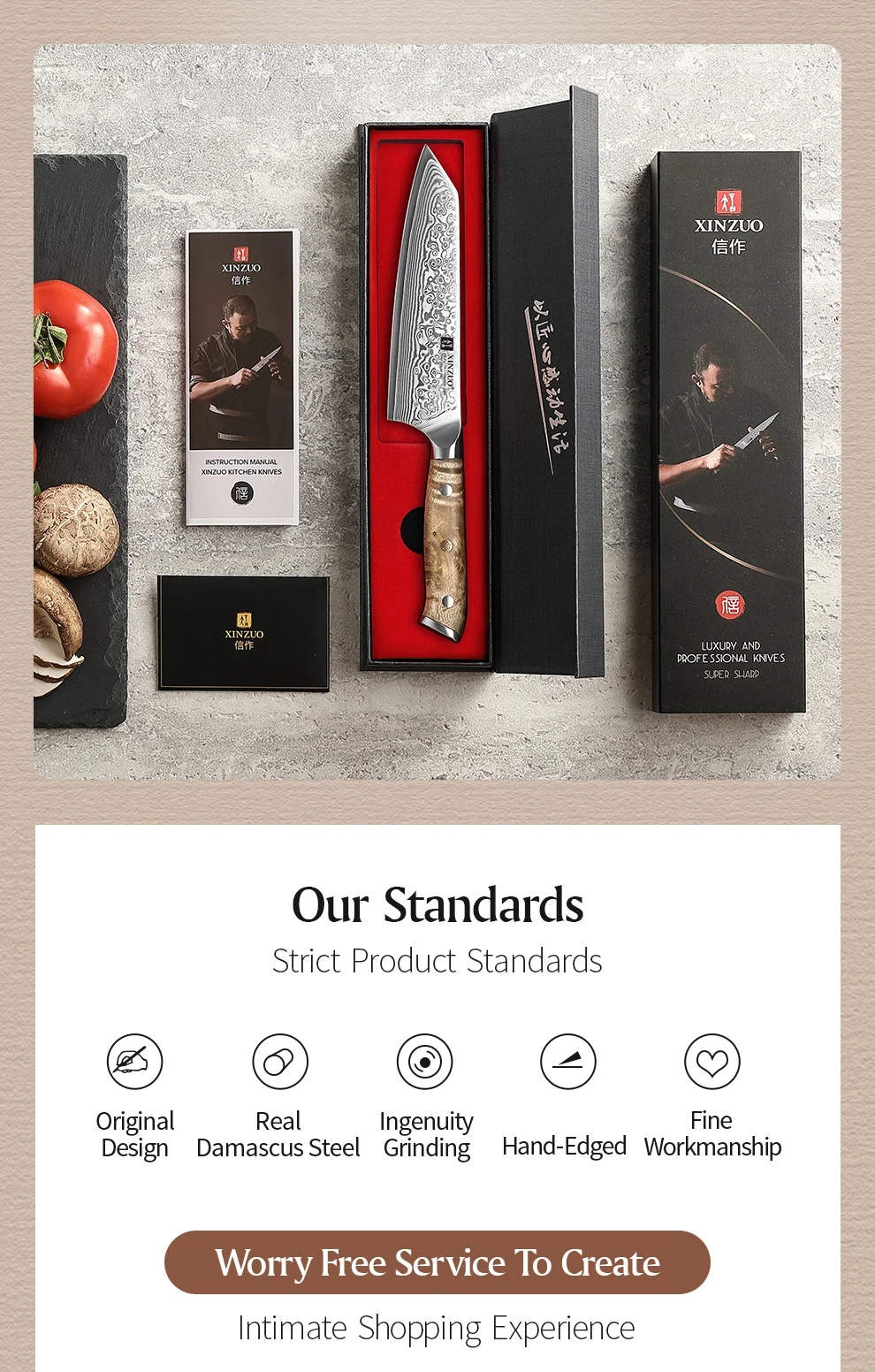 XINZUO 5,8 Zoll Bunka-Messer, 67-lagiger Damaststahl, Edelstahl, ergonomisch gestalteter Griff mit zarter Geschenkbox – Detail 9