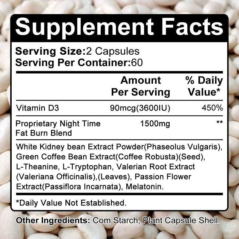 Powerful Natural Night time Fat Burning Cellulite Weight Loss Capsules for Lean Physique Detoxification Promotes Metabolism