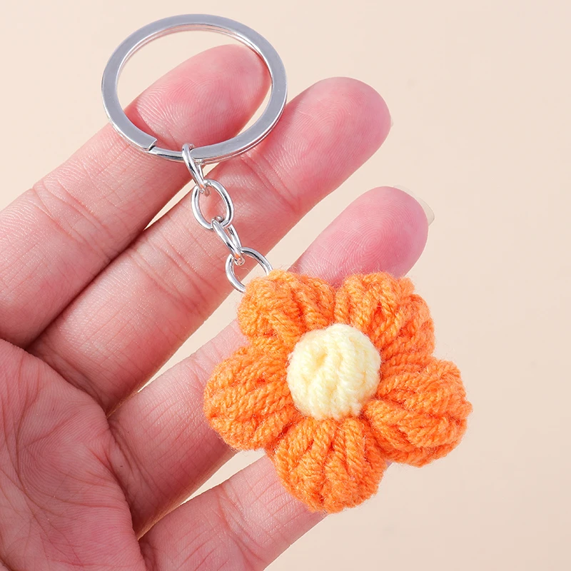 Aihua Heiße Neue Handgemachte Gestrickte Schlüsselbund Schlüsselring Für Frauen Mädchen Nette Gehäkelte Blume Anhänger Auto Schlüssel Ring Handtasche Charme Geschenke – Detail 8