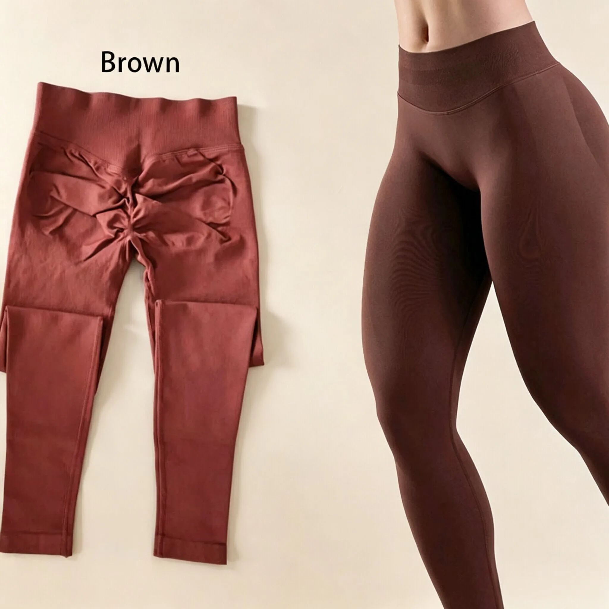 Dneyf 1D-3Y-2F Nahtlose Yoga-Leggings mit Po-Lifting-Effekt für Damen, hohe Taille, hohe Dehnbarkeit, schnelltrocknend, ideal zum Training, Laufen, für das Fitnessstudio und als lange Sporthose. – Detail 24