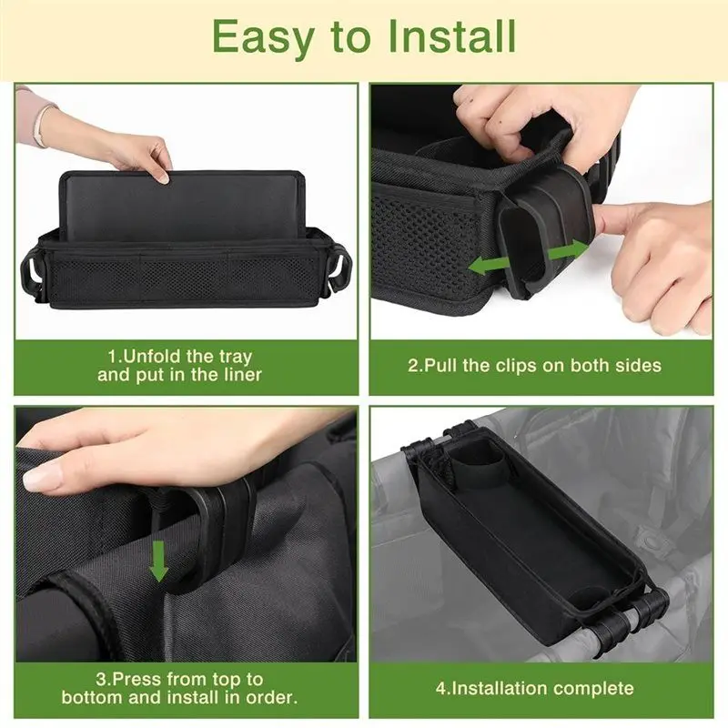 صينية الوجبات الخفيفة لـ Wonderfold W4 Wagon- تتضمن ملحق عربة الأطفال بقاعدة سميكة للغاية وجانبان وجيب تخزين شبكي جانبي #3