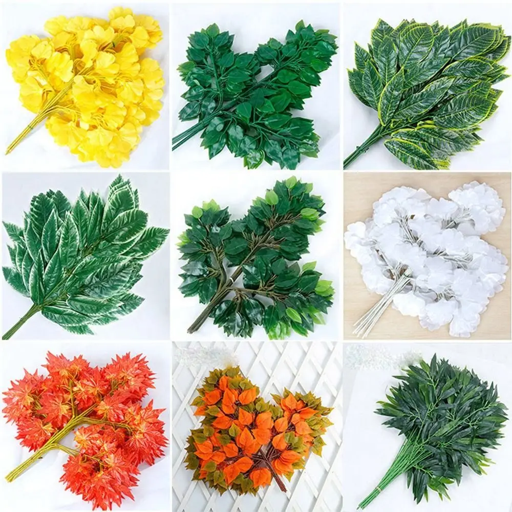 New 10Styles Simulated Ginkgo Biloba Green Color Simulated Leaves Silk Flower Leaves Home Decoration