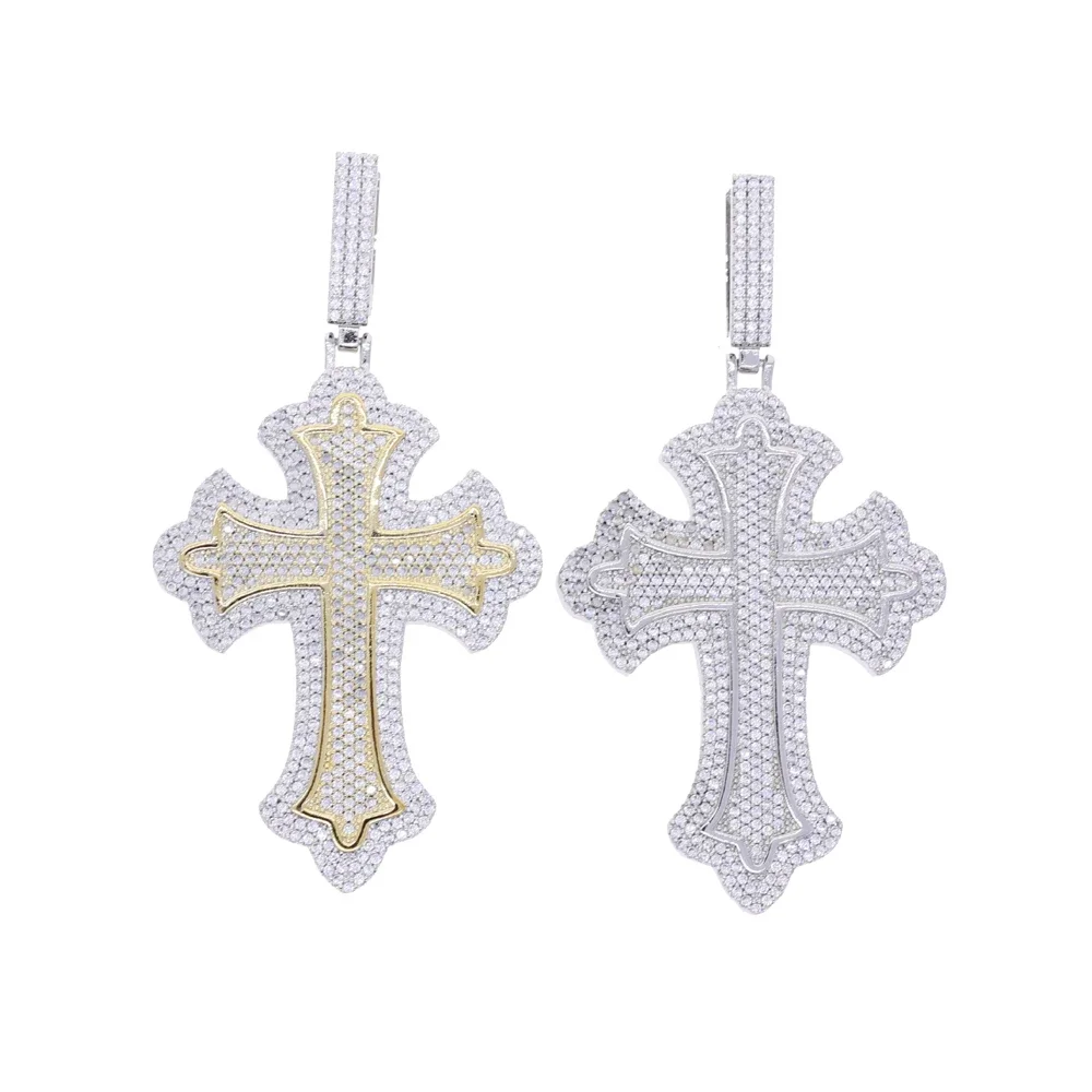 

Wholesale Bling Cz Cubic Zirconia Royal Cross Pendant Necklace Hip Hop Jewelry Ice Out Men Boy Gift