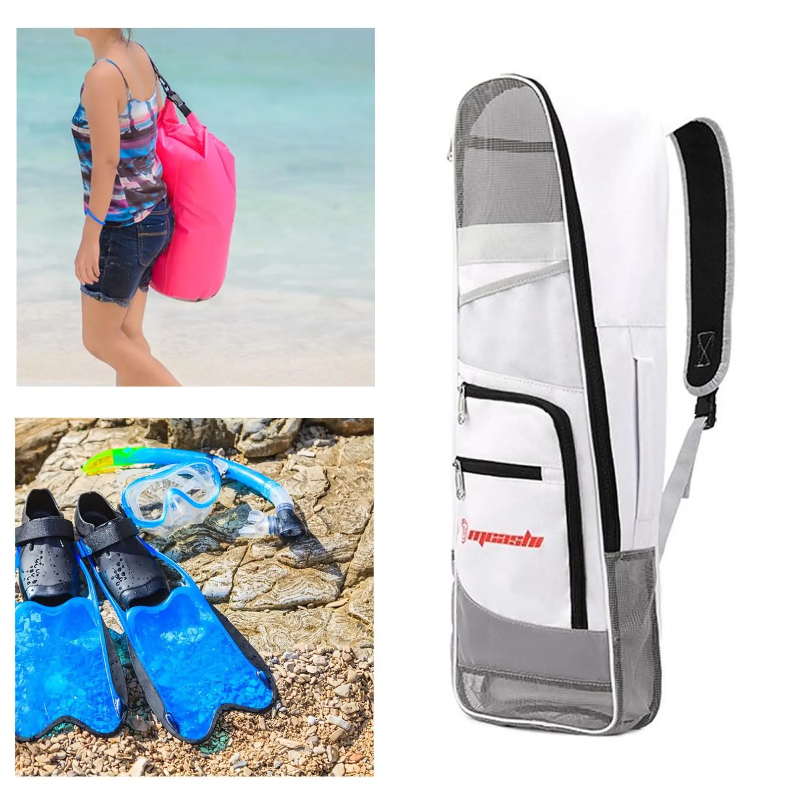 

Портативный сетчатый рюкзак для снорклинга, дышащая сумка для хранения ласт, снаряжение для плавания, дайвинга, путешествий и тренировок