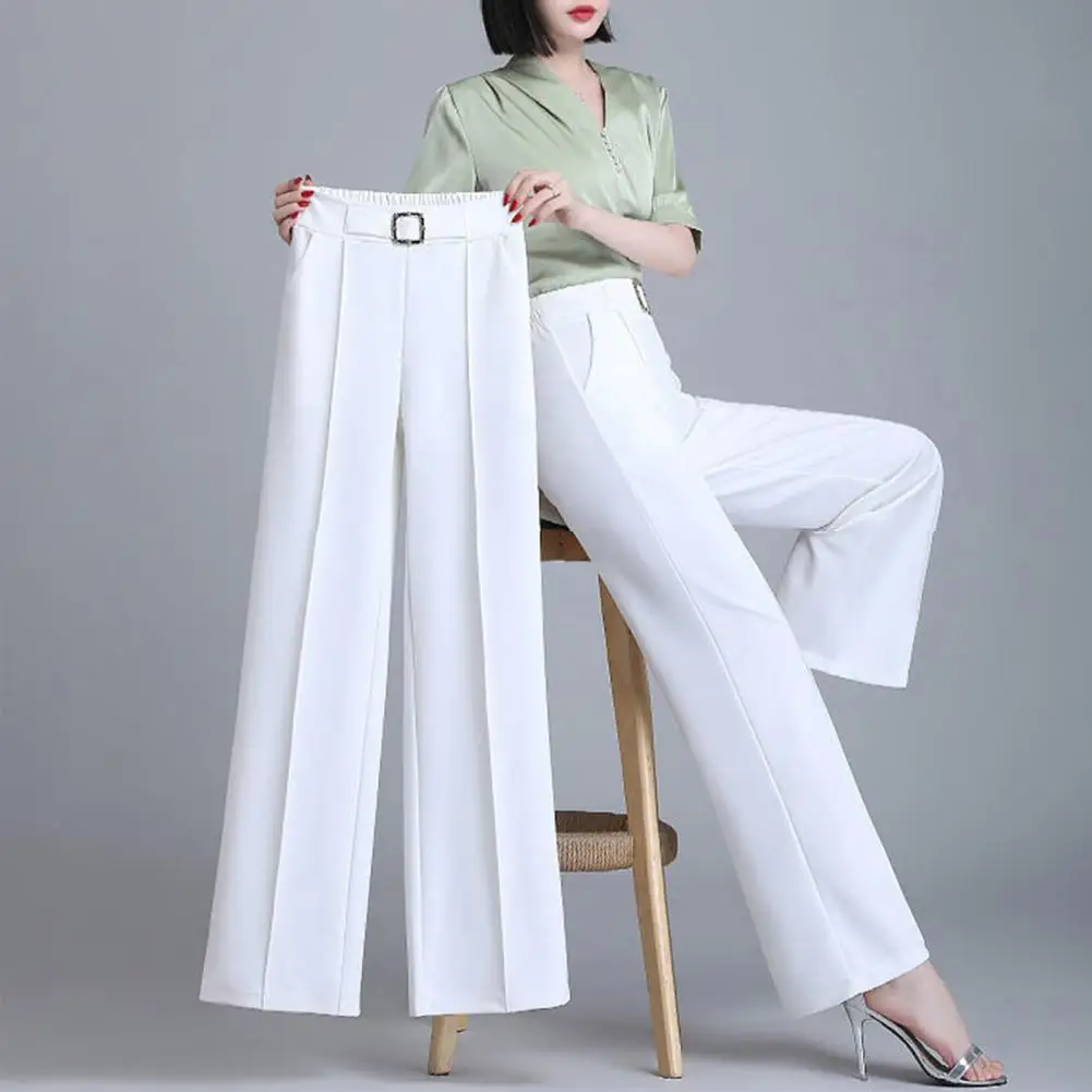 Fashion Women Loose Thin Wide Leg Pants Streetwear Korean Clothing New Summer All-match Casual High Waist Solid Cropped Trousers