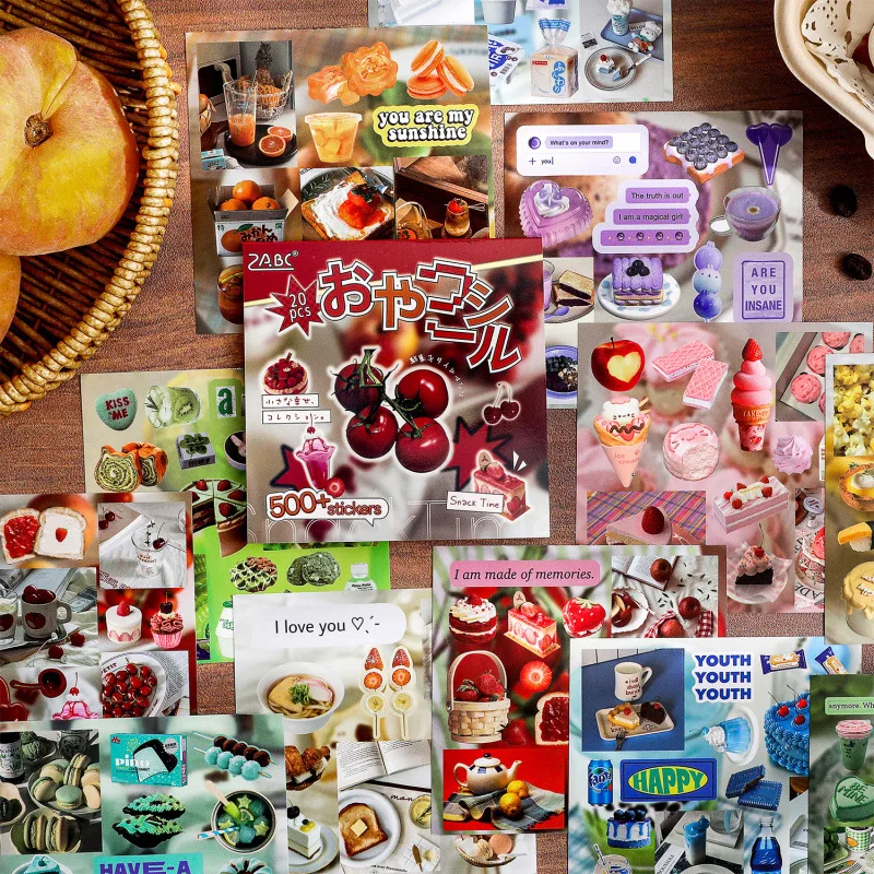 20 sheets/book of retro stickers with different patterns, cultural and creative stickers, vintage grocery store stickers, handma - view 2