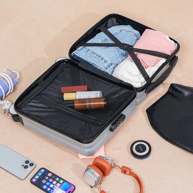 Tas Koper Mini 16-Inci dengan Tali Selempang, Koper Kabin Beroda, Tas Mini dengan Gagang Tarik dan Roda, Rak Koper Mini